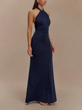 Load image into Gallery viewer, Slinky Halter Maxi Dress - Navy
