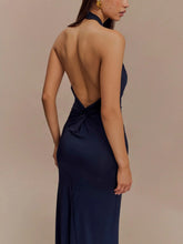 Load image into Gallery viewer, Slinky Halter Maxi Dress - Navy
