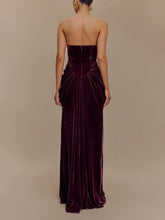 Load image into Gallery viewer, Strapless Velvet Maxi Dress - Plum