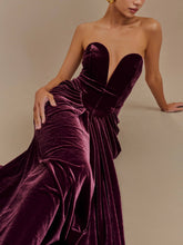 Load image into Gallery viewer, Strapless Velvet Maxi Dress - Plum