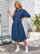 Load image into Gallery viewer, Washed Casual Short-Sleeve Denim Maxi Dress