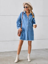 Load image into Gallery viewer, Oversized Frayed Denim Midi Dress