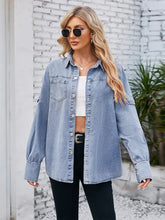 Load image into Gallery viewer, Spring Four-Button Long Sleeve Denim Shirt