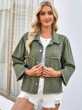 Načíst obrázek do prohlížeče Galerie, Washed Loose-Fit Army Green Denim Jacket
