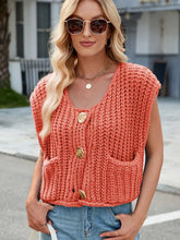 Load image into Gallery viewer, V-Neck Buttoned Knit Vest