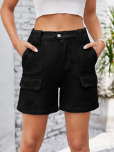 Load image into Gallery viewer, Elastic Waist Cargo Denim Shorts