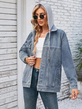 Načíst obrázek do prohlížeče Galerie, Loose Fit Mid-Length Hooded Denim Jacket