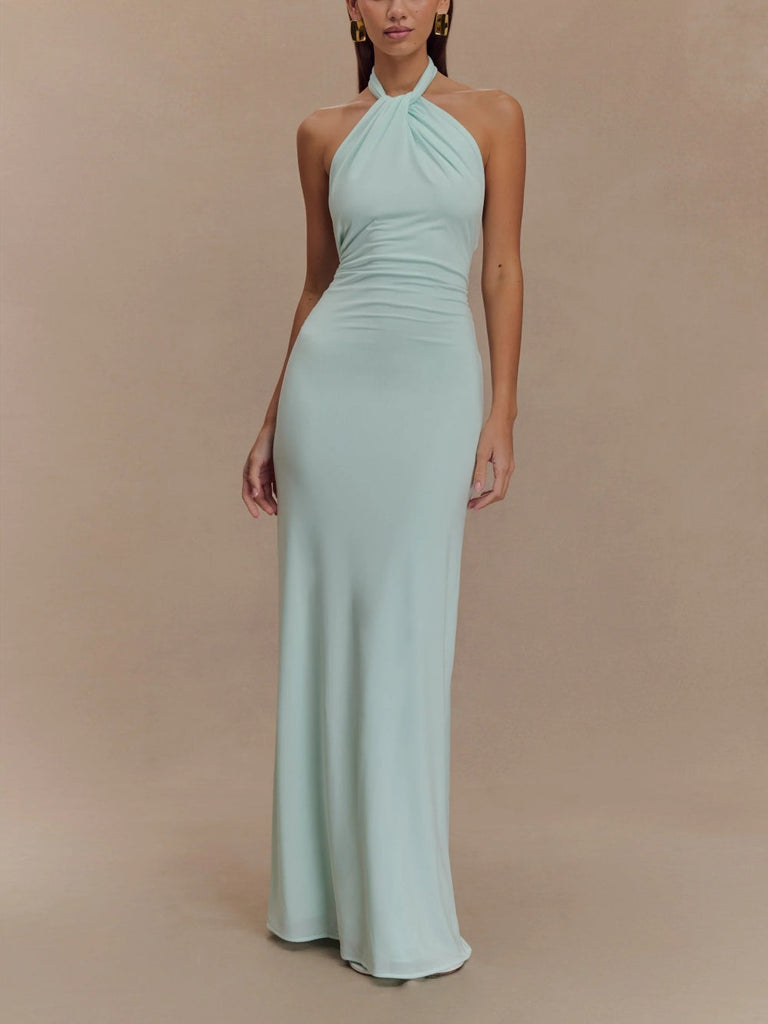 Slinky Halter Maxi Dress - Lagoon