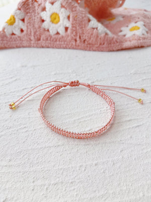 Adjustable Drawstring Beaded Bracelet Rose Fantasy