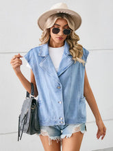 Načíst obrázek do prohlížeče Galerie, Loose-Fit Blazer Collar Washed Denim Vest