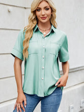 Load image into Gallery viewer, Relaxed Fit Short-Sleeve Denim-Look Shirt