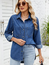 Load image into Gallery viewer, Relaxed Fit Snap-Button Long-Sleeve Denim Shirt