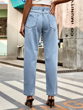 Load image into Gallery viewer, Autumn Drawstring Waist Distressed Denim Pants