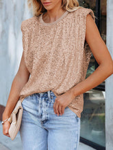 Laden Sie das Bild in den Galerie-Viewer, Sequined Sequined Shoulder-Padded Sleeveless Tank Top