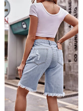 Load image into Gallery viewer, Slim-Fit Washed Denim Distressed 5-Inch Shorts