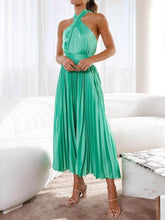 Load image into Gallery viewer, Neckline Pleated Vacation Party Midi Dresses