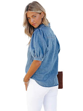 Load image into Gallery viewer, Lightweight Princess-Sleeve Denim Shirt