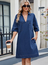Load image into Gallery viewer, Elegant Loose-Fit V-Neck Midi Dress