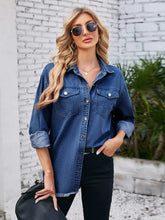 Load image into Gallery viewer, Frayed Hem Washed Denim Shirt