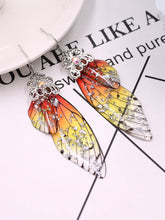 Load image into Gallery viewer, Butterfly Wing Yellow Rhinestone Cicada Wing Crystal Earrings