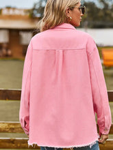 Load image into Gallery viewer, Frayed Hem Washed Denim Fringe Shirt