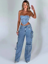 Load image into Gallery viewer, Low-Waist Pocket Jeans