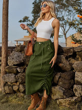 Indlæs billede til gallerivisning Drawstring Elastic Waist Cargo Midi Skirt