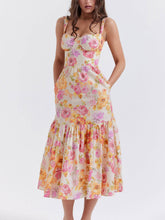 Load image into Gallery viewer, Strap A-Hem Floral Midi Dress