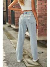 Load image into Gallery viewer, Light Wash Mid-Waist Butterfly Print Jeans