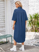 Load image into Gallery viewer, Washed Casual Short-Sleeve Denim Maxi Dress