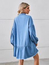 Load image into Gallery viewer, Oversized Frayed Denim Midi Dress