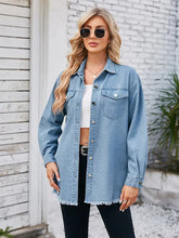 Load image into Gallery viewer, Frayed Hem Washed Denim Shirt