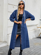 Načíst obrázek do prohlížeče Galerie, Hooded Long Denim Trench Coat