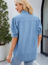 Load image into Gallery viewer, Versatile Princess Sleeve Button-Down Denim Shirt