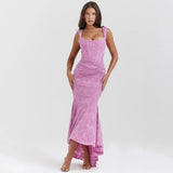 Dark Pink bell floral maxi dress