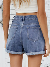 Load image into Gallery viewer, Embroidered Cherry Denim Shorts