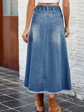 Load image into Gallery viewer, Washed Frayed Hem Denim Skirt