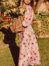 Laden Sie das Bild in den Galerie-Viewer, Pastel Blooms Puff Sleeves Midi Dress