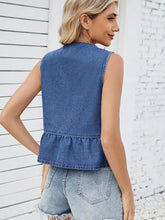 Načíst obrázek do prohlížeče Galerie, Ruffled Tie-Front Denim Vest Top