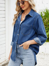 Load image into Gallery viewer, Relaxed Fit Snap-Button Long-Sleeve Denim Shirt