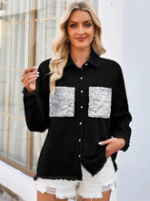 Load image into Gallery viewer, Loose Frayed Denim Shirt with Sequin Pocket