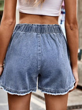 Load image into Gallery viewer, Frayed Bloom Denim Shorts