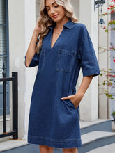 Load image into Gallery viewer, Elegant Loose-Fit V-Neck Midi Dress