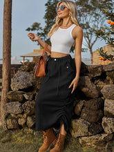 Indlæs billede til gallerivisning Drawstring Elastic Waist Cargo Midi Skirt