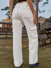 Load image into Gallery viewer, Vintage Elastic Waist Relaxed Fit Denim Cargo Pants