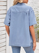 Load image into Gallery viewer, Slim Fit Short-Sleeve Button-Down Denim Shirt
