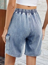 Načíst obrázek do prohlížeče Galerie, Washed Tie-Waist Elastic Denim Shorts