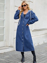 Načíst obrázek do prohlížeče Galerie, Hooded Long Denim Trench Coat