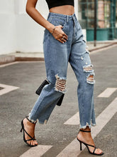 Load image into Gallery viewer, Trendy Frayed Slim-Fit Cropped Jeans