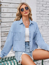 Load image into Gallery viewer, Spring Tie-Waist Washed Denim Shirt